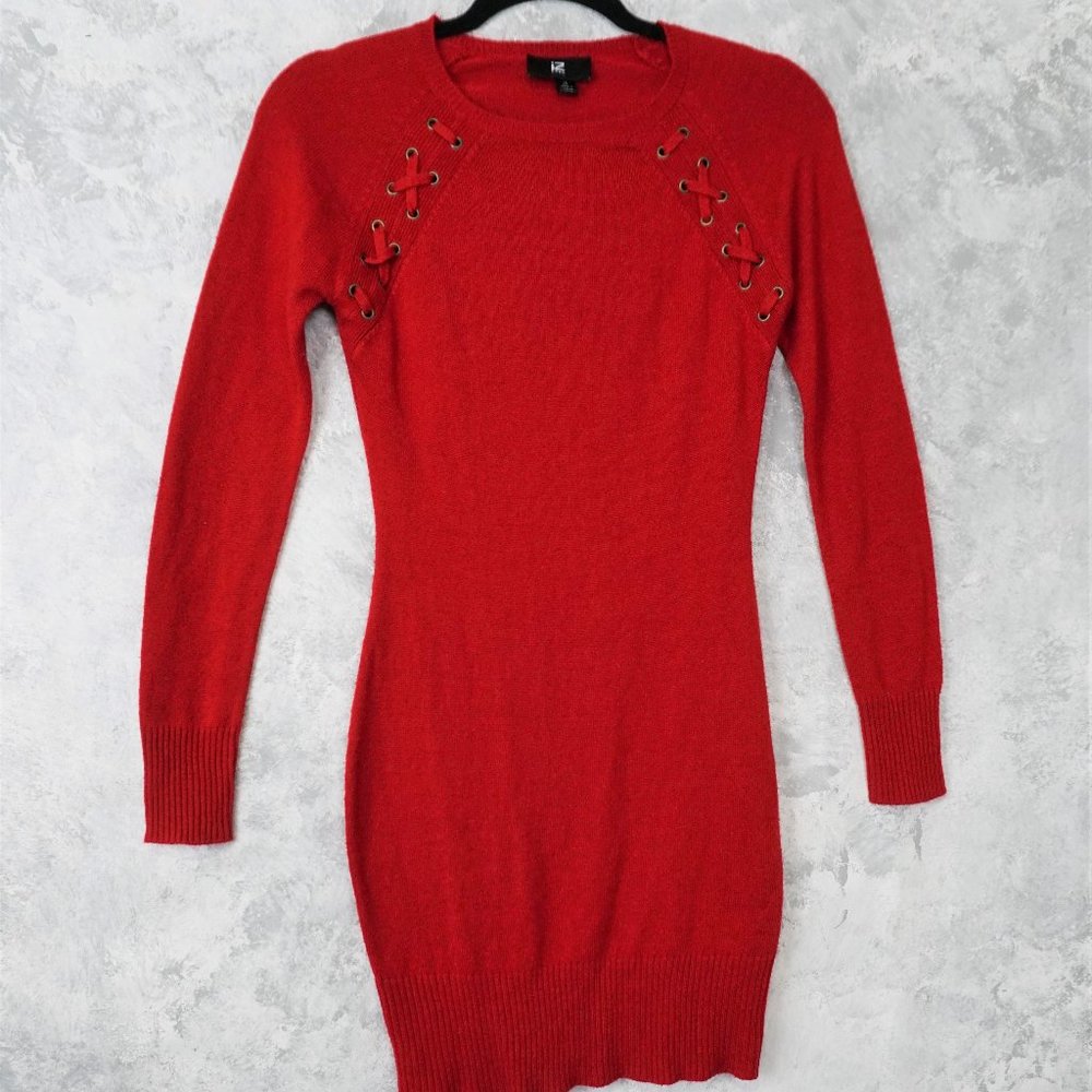 90s IZ Byer Red Body Con Sweater Dress